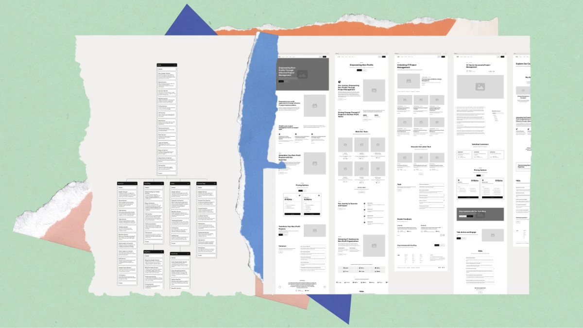 Het verschil tussen een sitemap en wireframes.