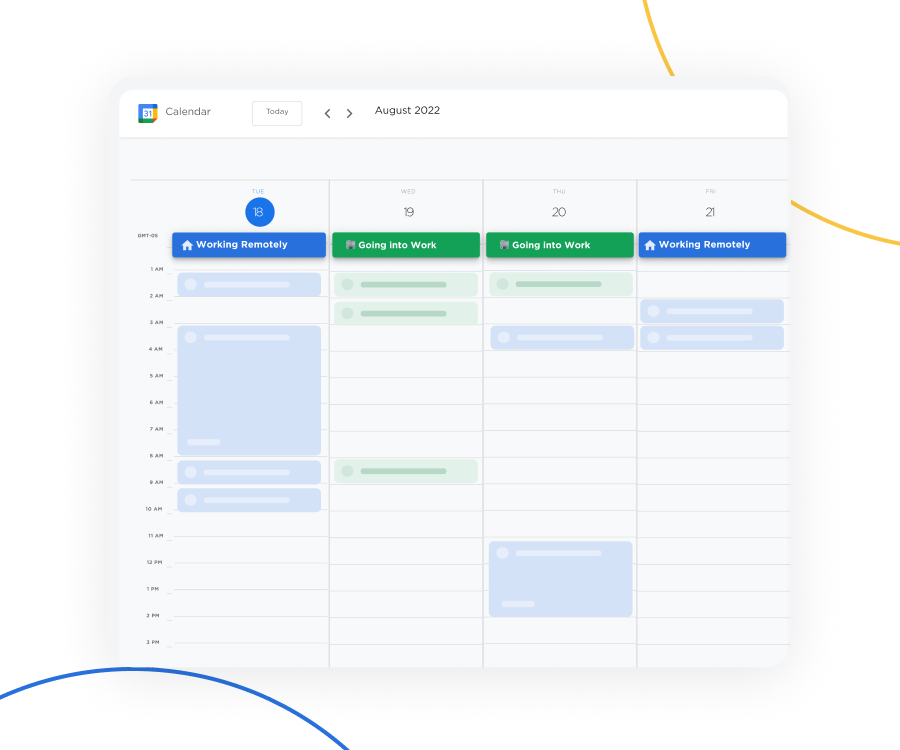 Work statuses on Google Calendar