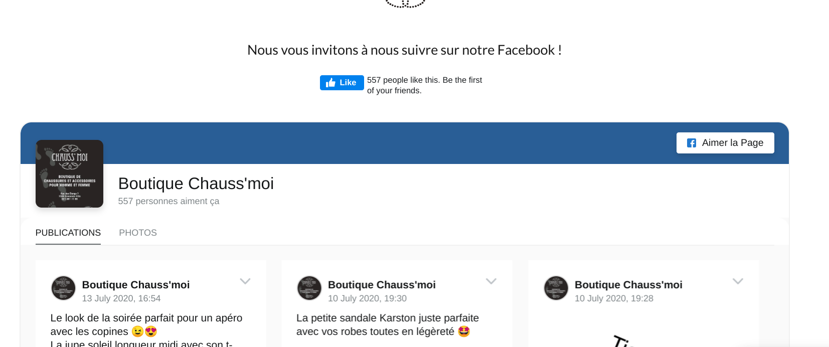 Screenshot of Facebook widget