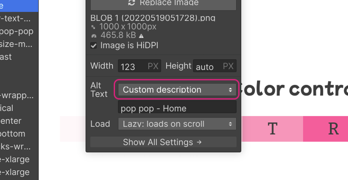 Click on Custom description