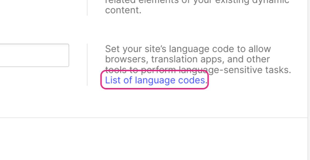 Click on List of language codes