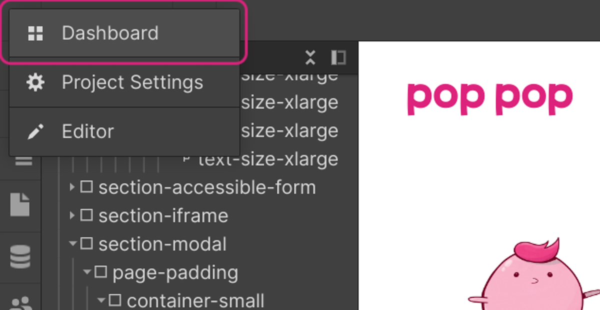 Click on Navigator menu button