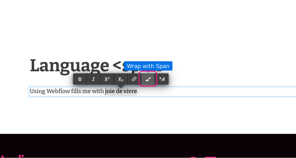 Click on Wrap with Span icon