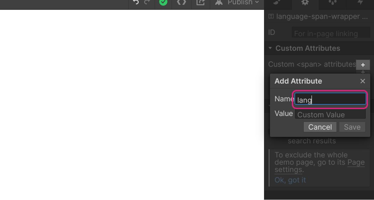 Create Name = "lang"