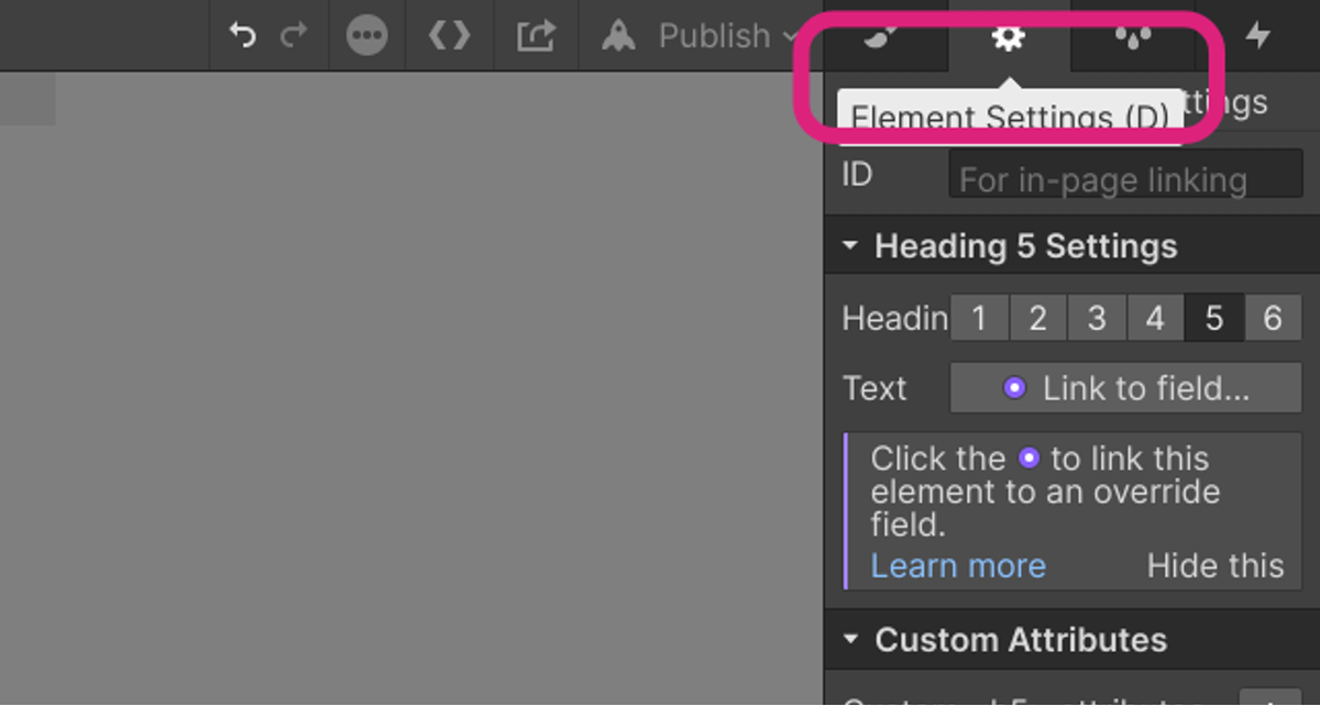Go to Element Settings (D)