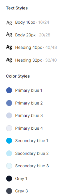 Figma typography and color styles
