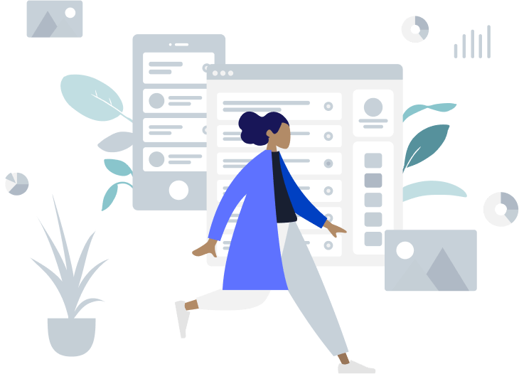 Human with plants and dashboards