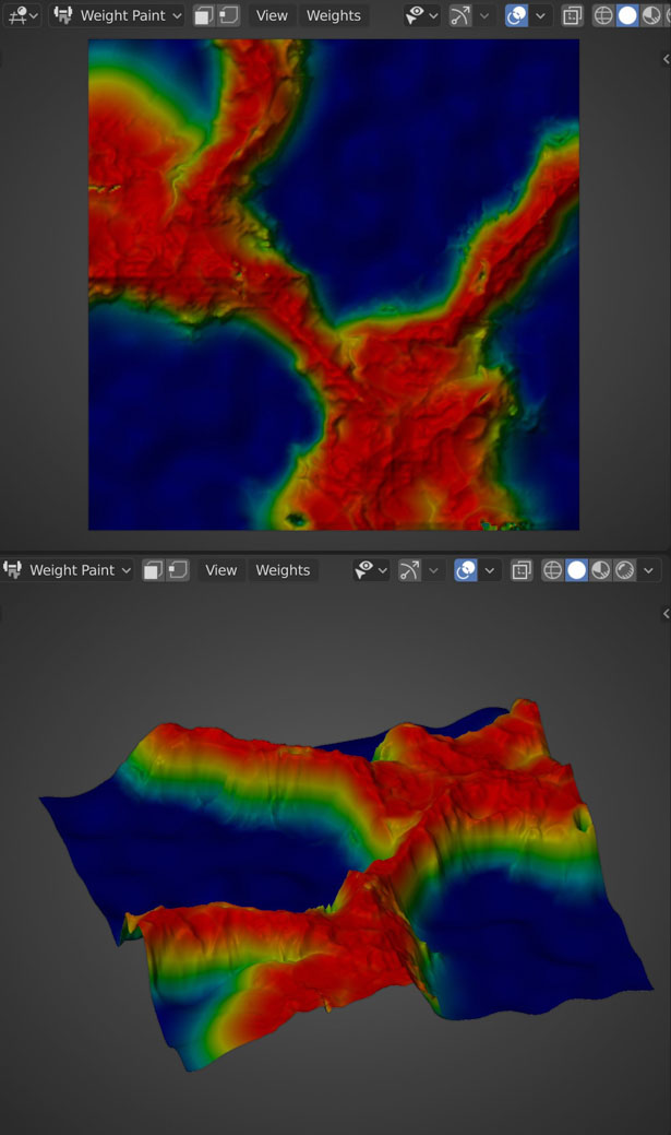 Mountain Vertex Weight Map on Resultant Geometry