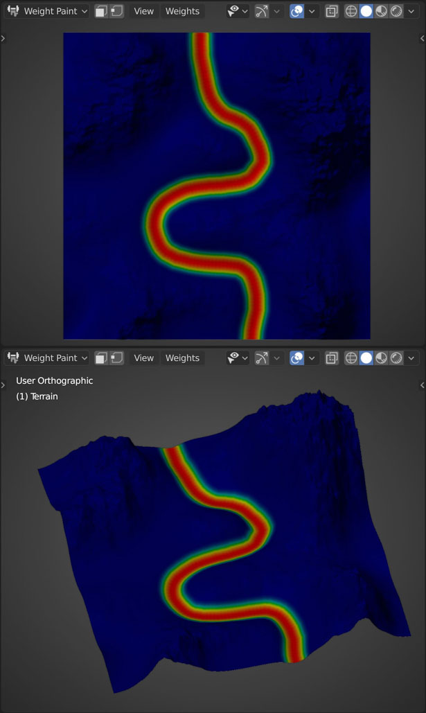 River Vertex Weight Map on Resultant Geometry