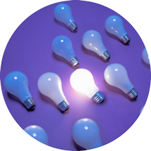 Lightbulbs on a violet background