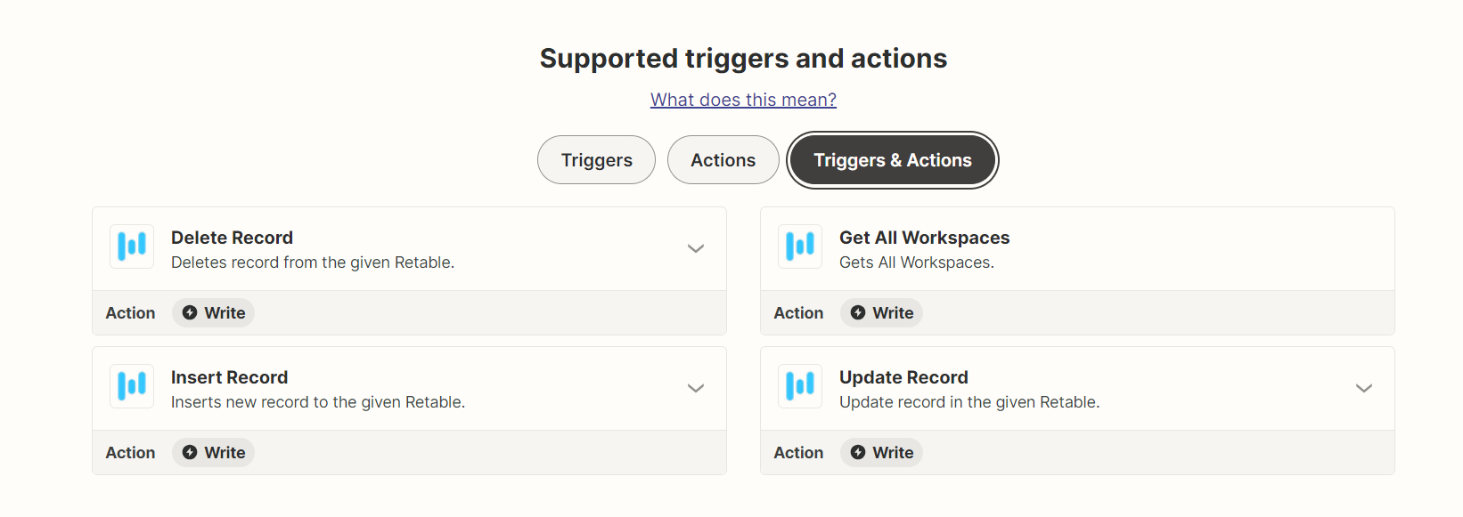 retable zapier integration
