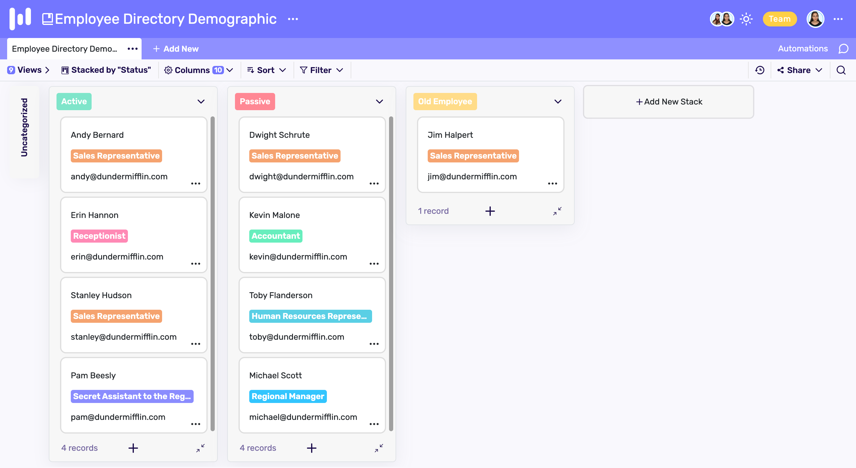 kanban view in spreadsheets