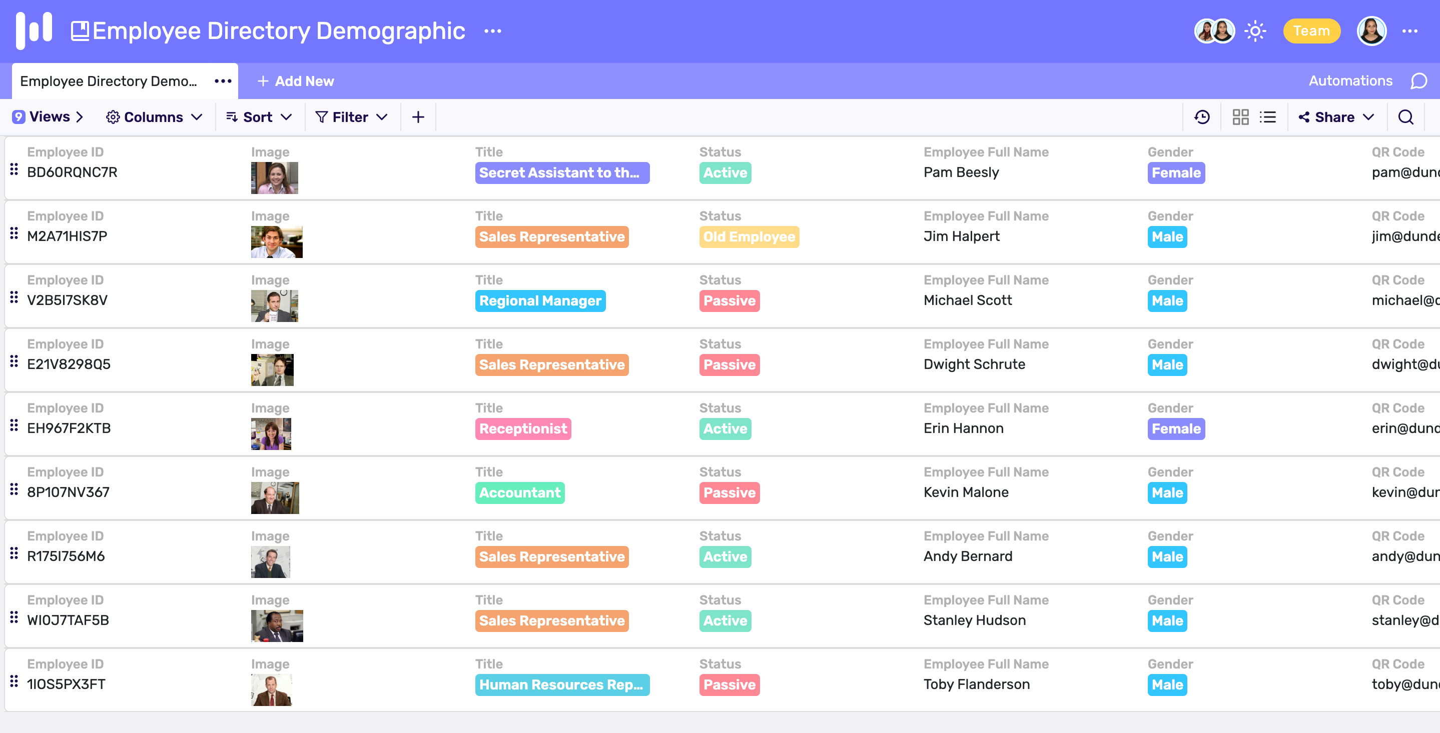 list view in spreadsheets