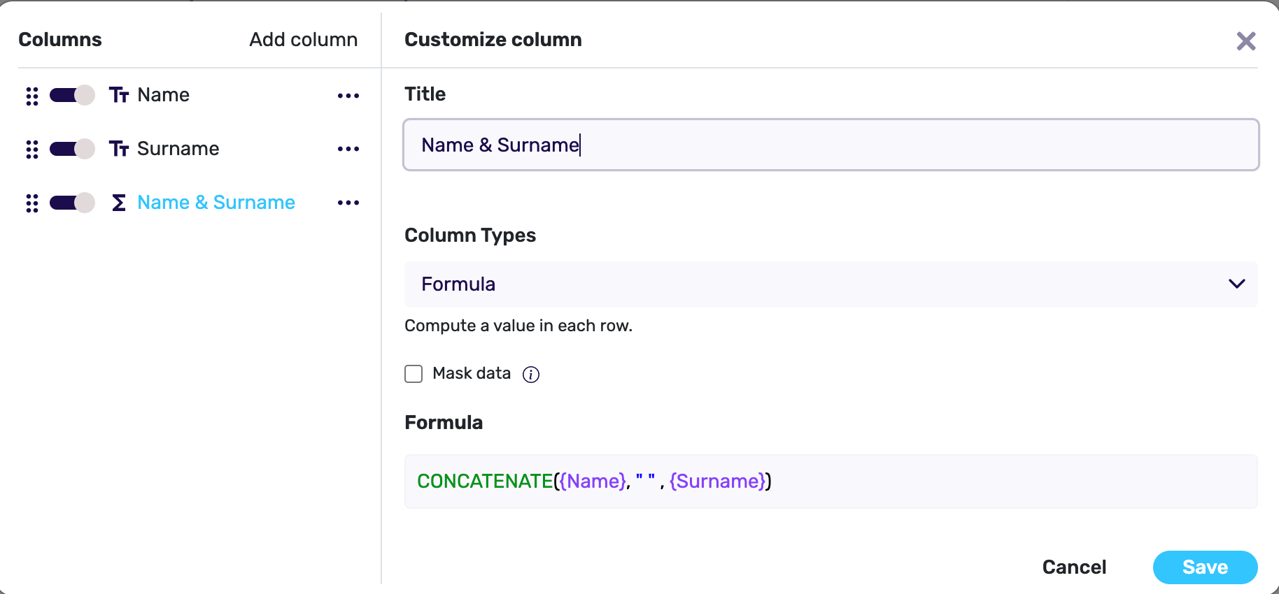 Concatenate Function in spreadsheets