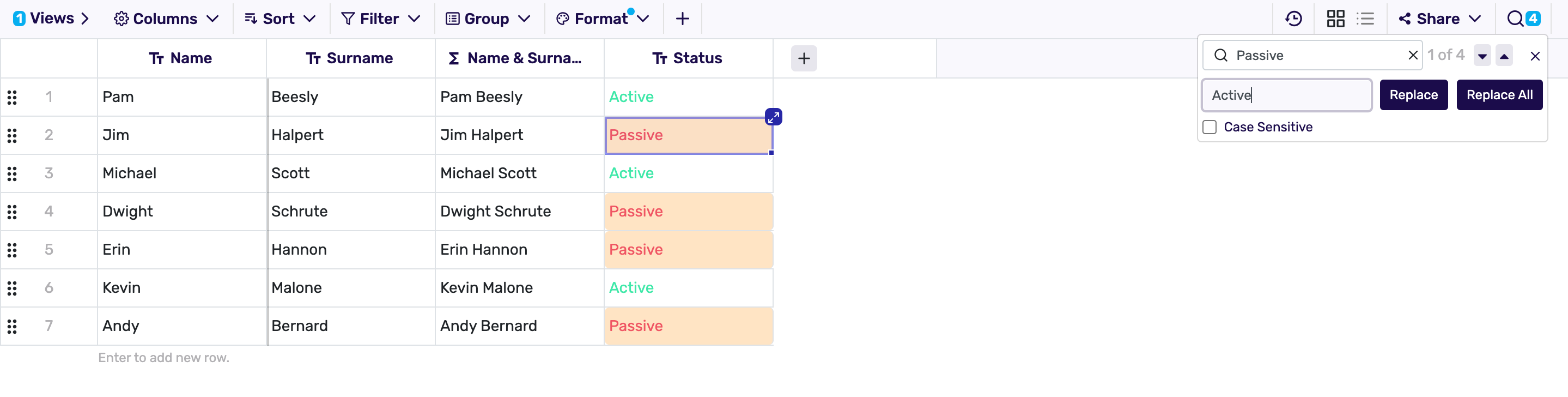 find and replace in spreadsheets