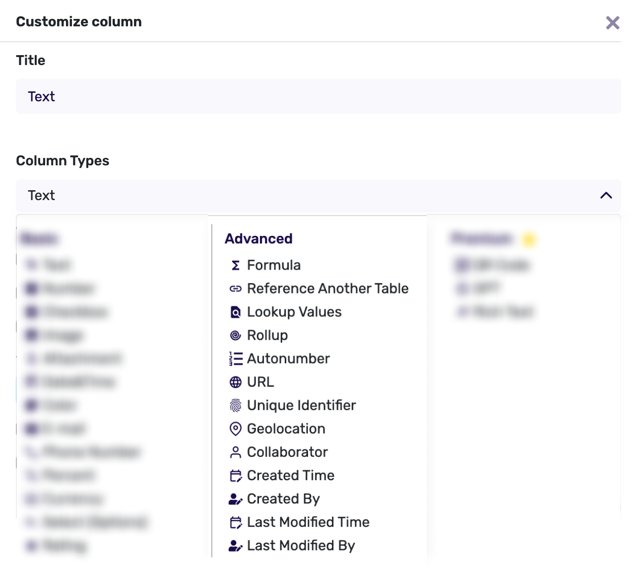 Advanced Column Types