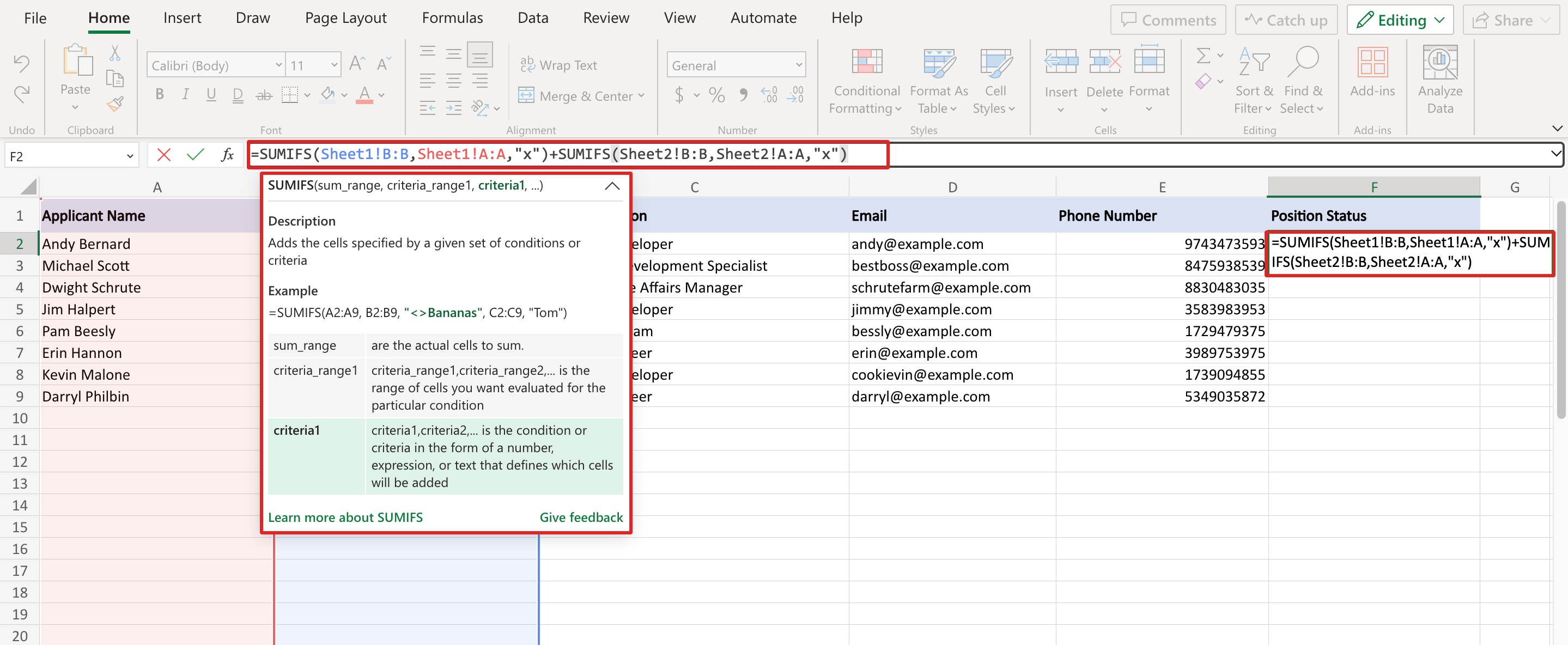 SUMIFS Function to Retrieving Data from Multiple Excel Worksheets