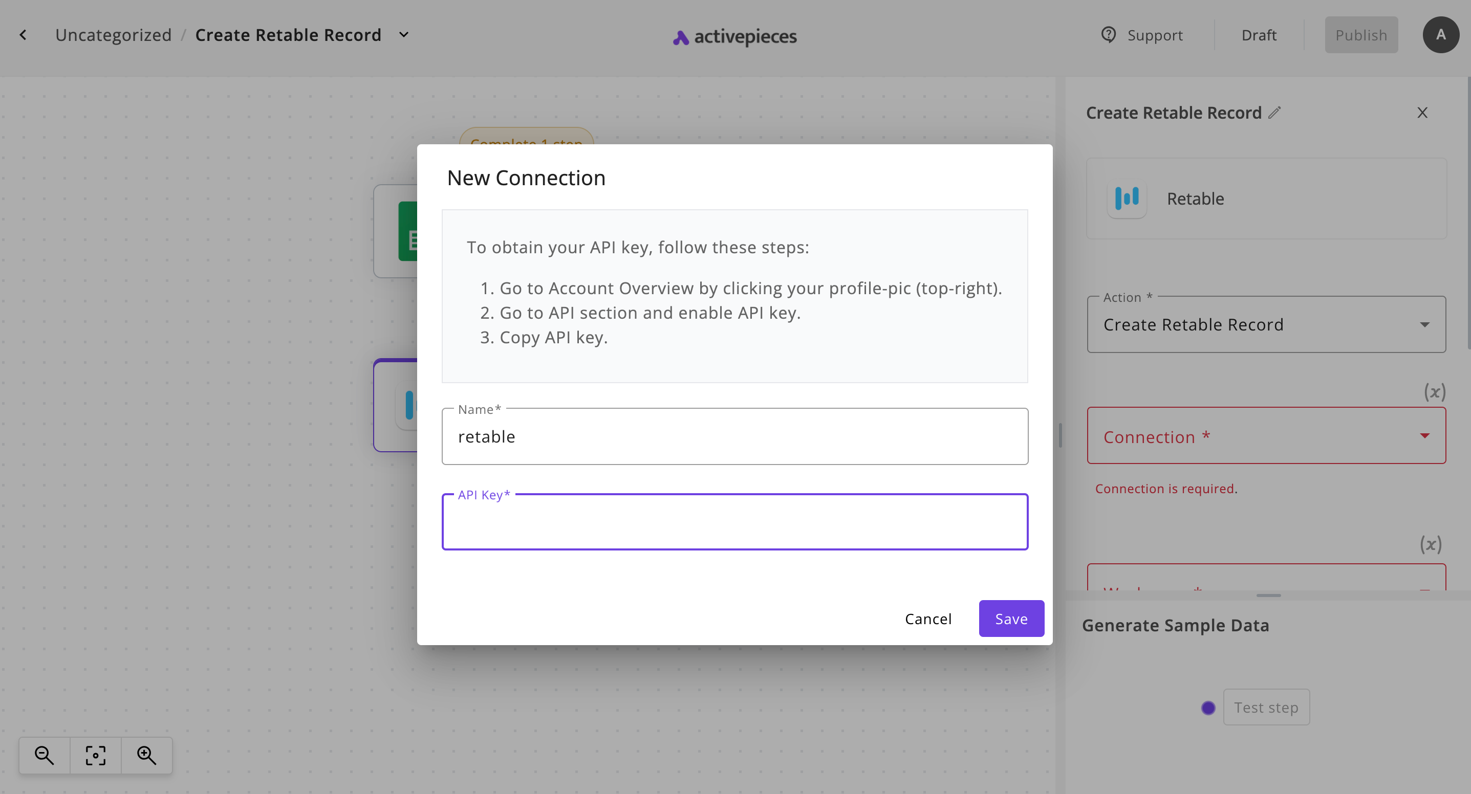 sync google sheets with retable