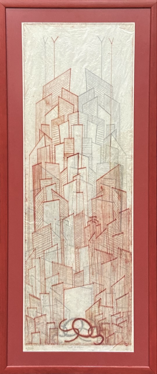 Freddy Borges, SOS, 2017. Etching on rice paper, 41.5 x 17.5 in.