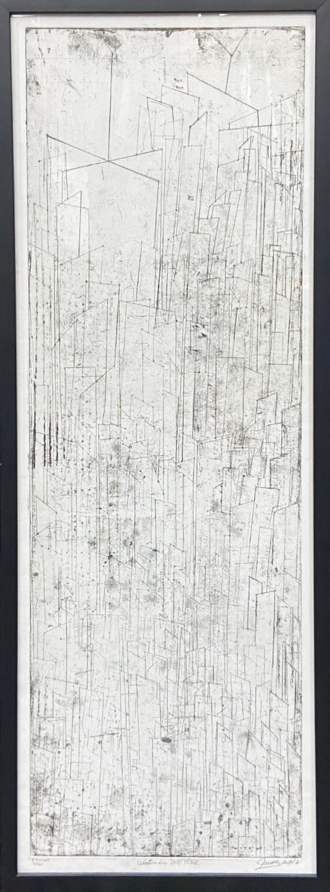 Freddy Borges, Winter In NewYork, 2016. Etching on rice paper, 38 x 14 in.