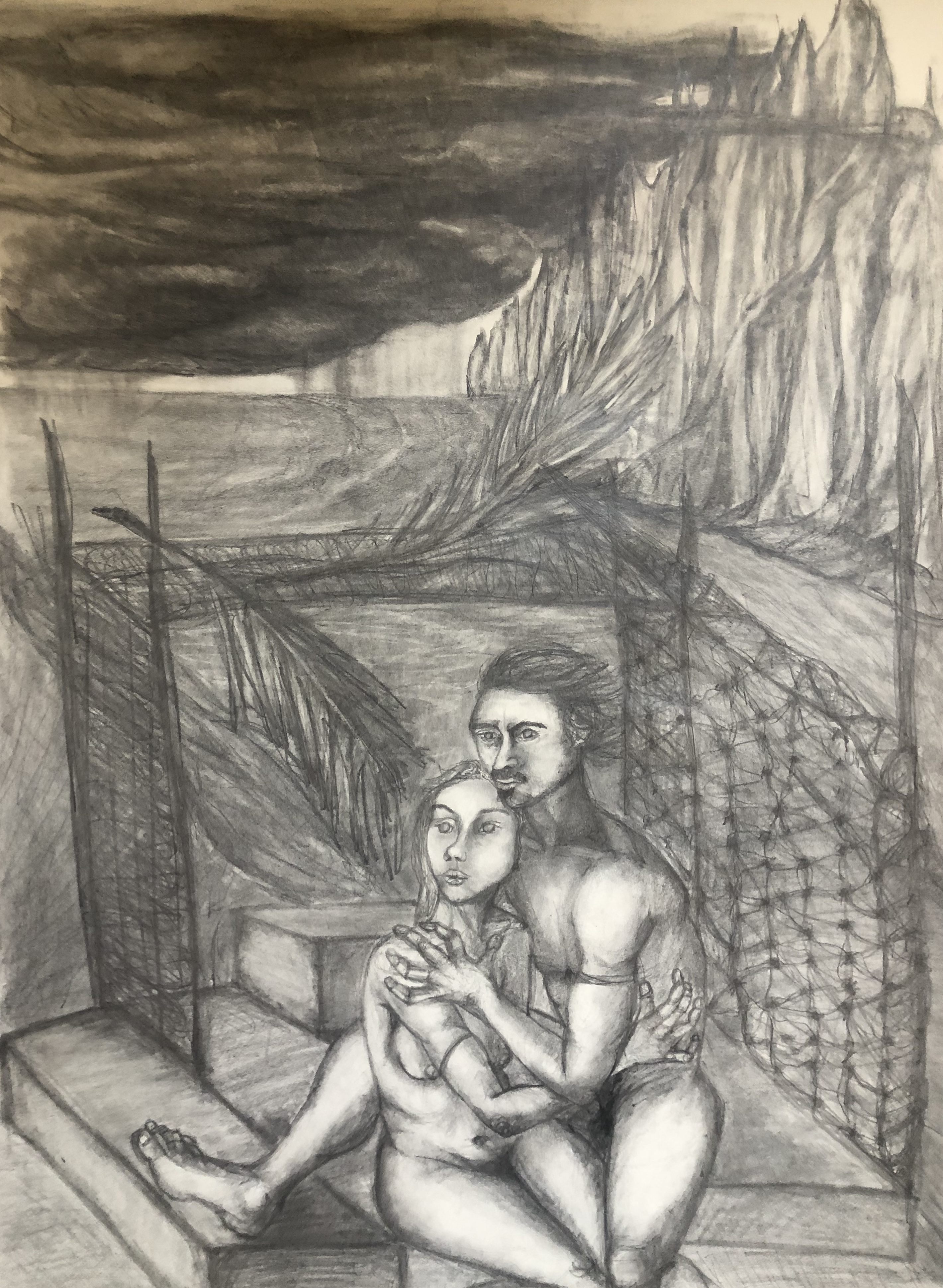 L Marie Cook, Storm, 2020. Graphite on paper, 18x24 in.