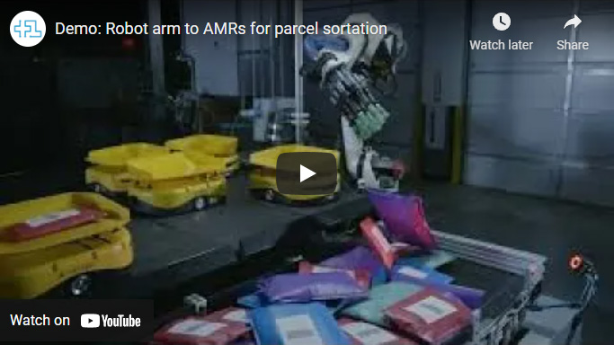 Demo Robot Arm To Amrs For Parcel Sortation Videos Plus One Robotics Demo Robot Arm To Amrs For Parcel Sortation Videos Plus One Robotics