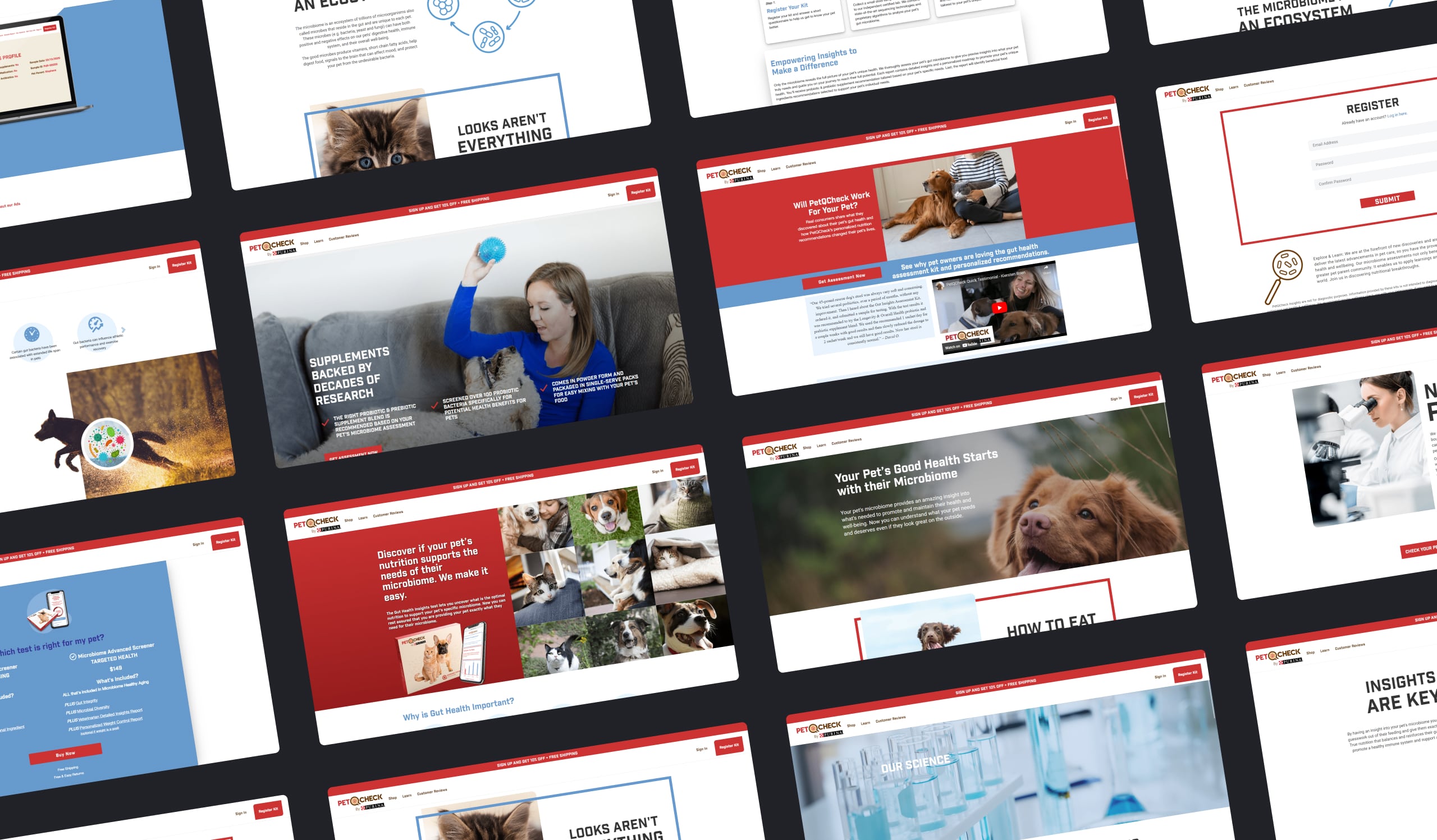 Different website pages of PetQCheck