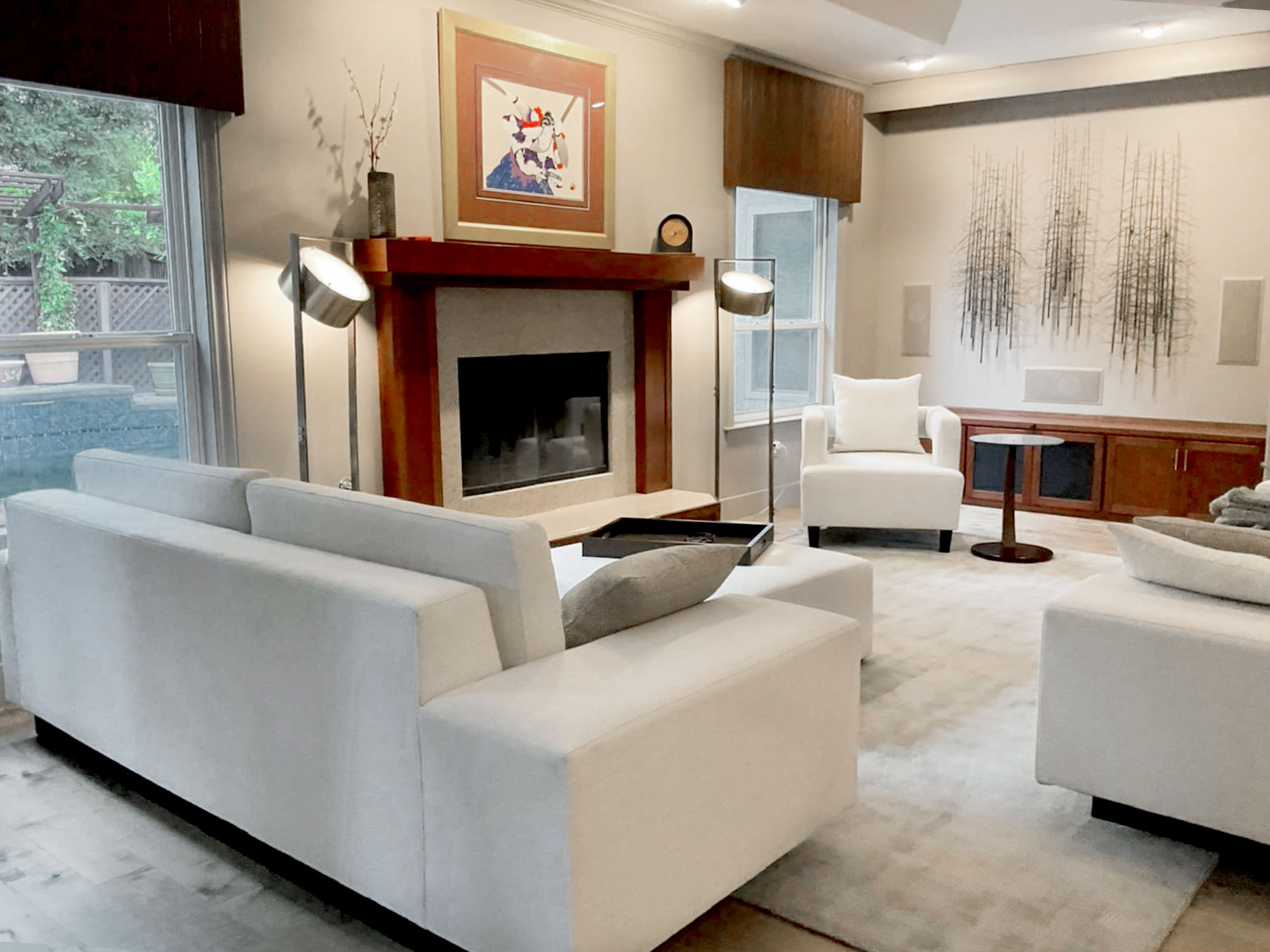 Modern white custom sofas in living room