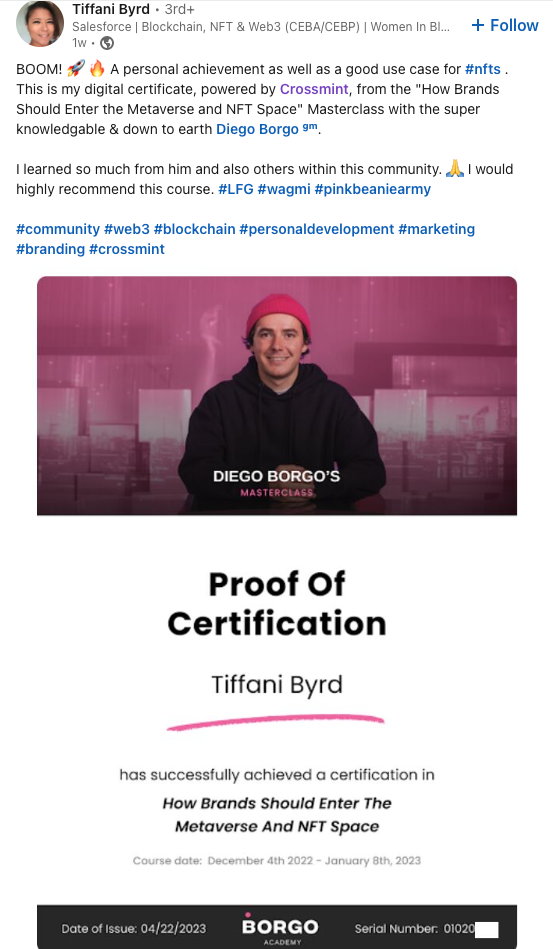 Proof Of Certification