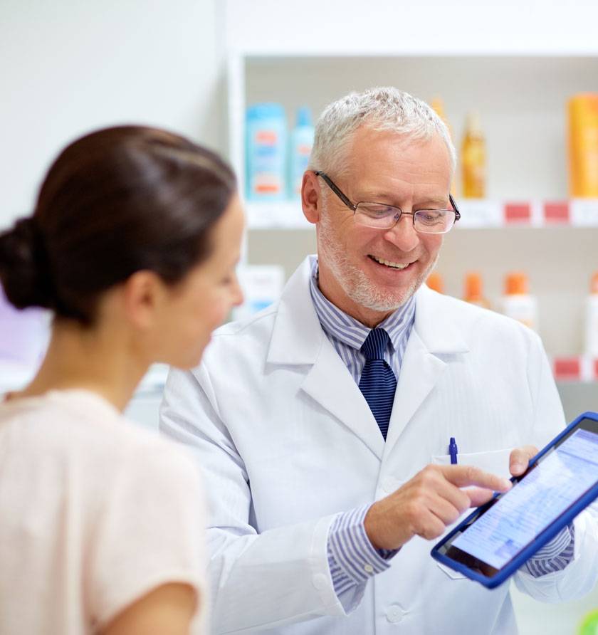 pharmacist talking to a patient