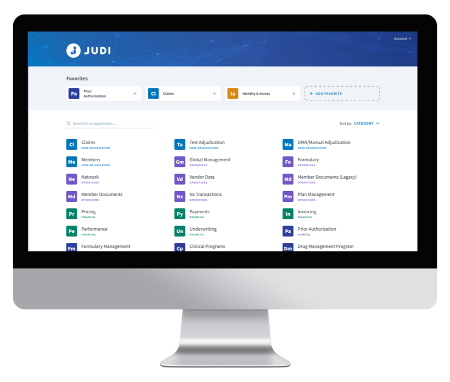 JUDI claim adjudication software desktop and screenshot
