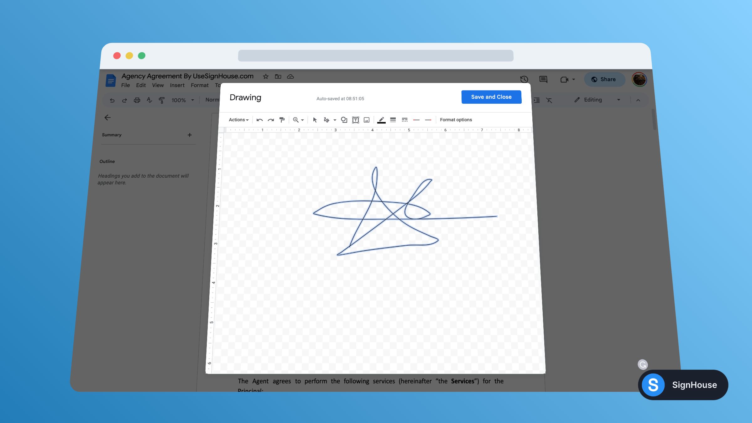 How to draw my signature in Google Docs