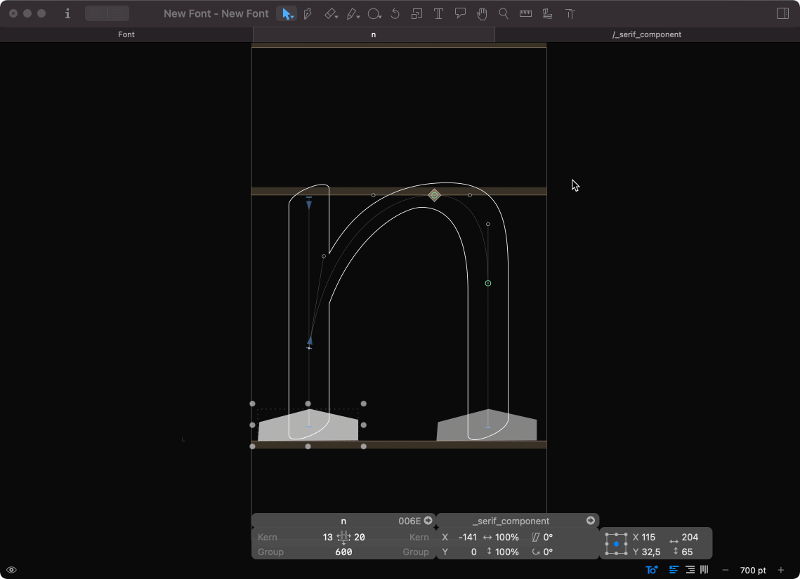 Double click to open the outline component.