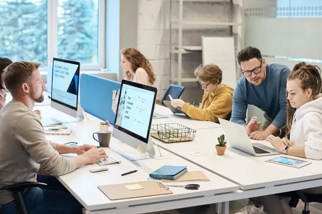 team working on computer