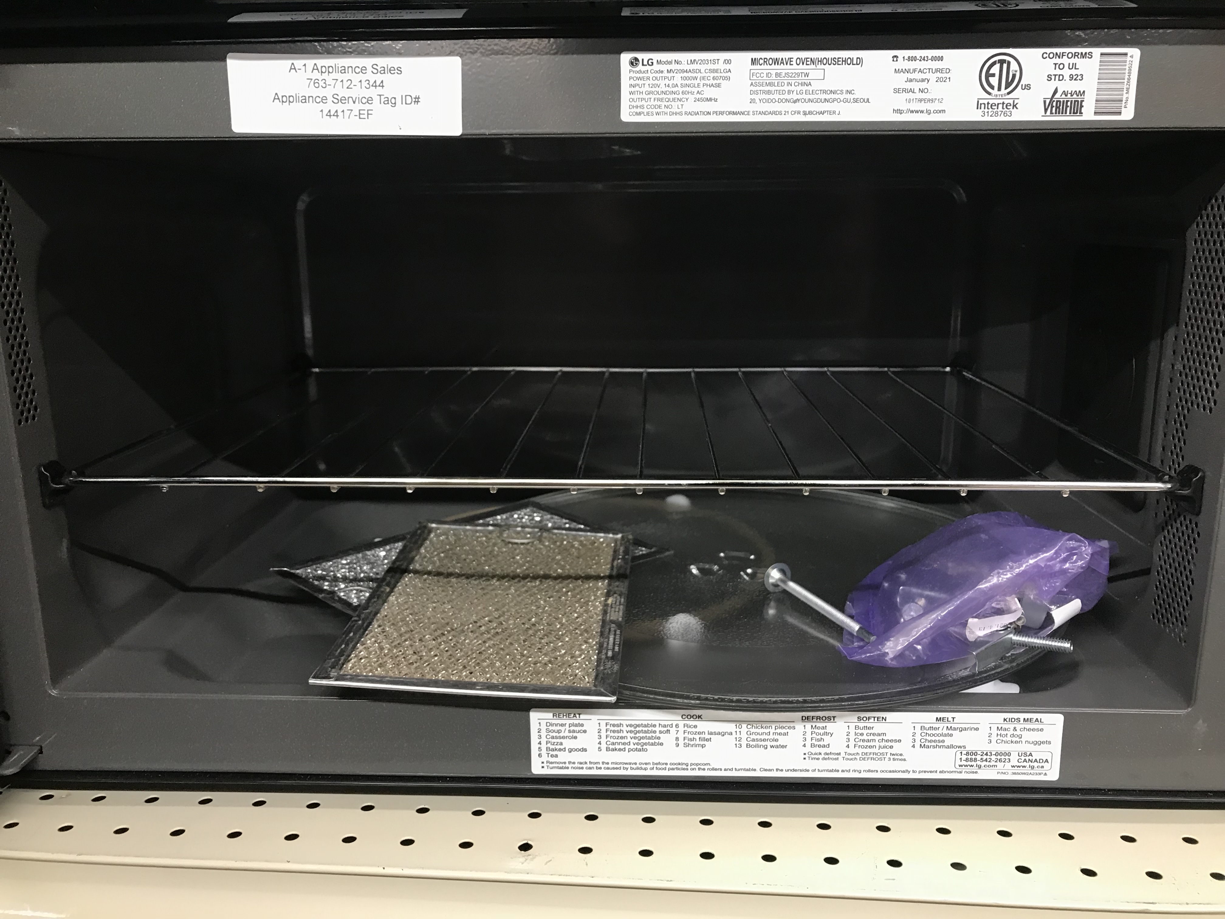 LMV2031ST LG OVER THE RANGE MICROWAVE