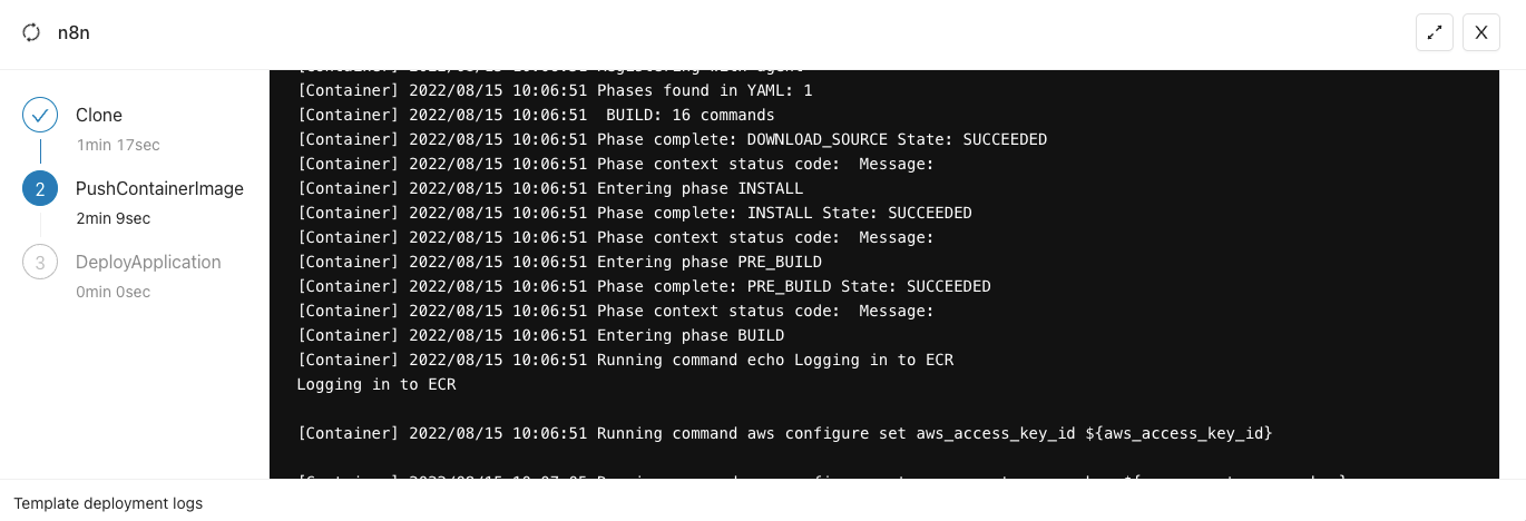 Deployment logs in Microtica