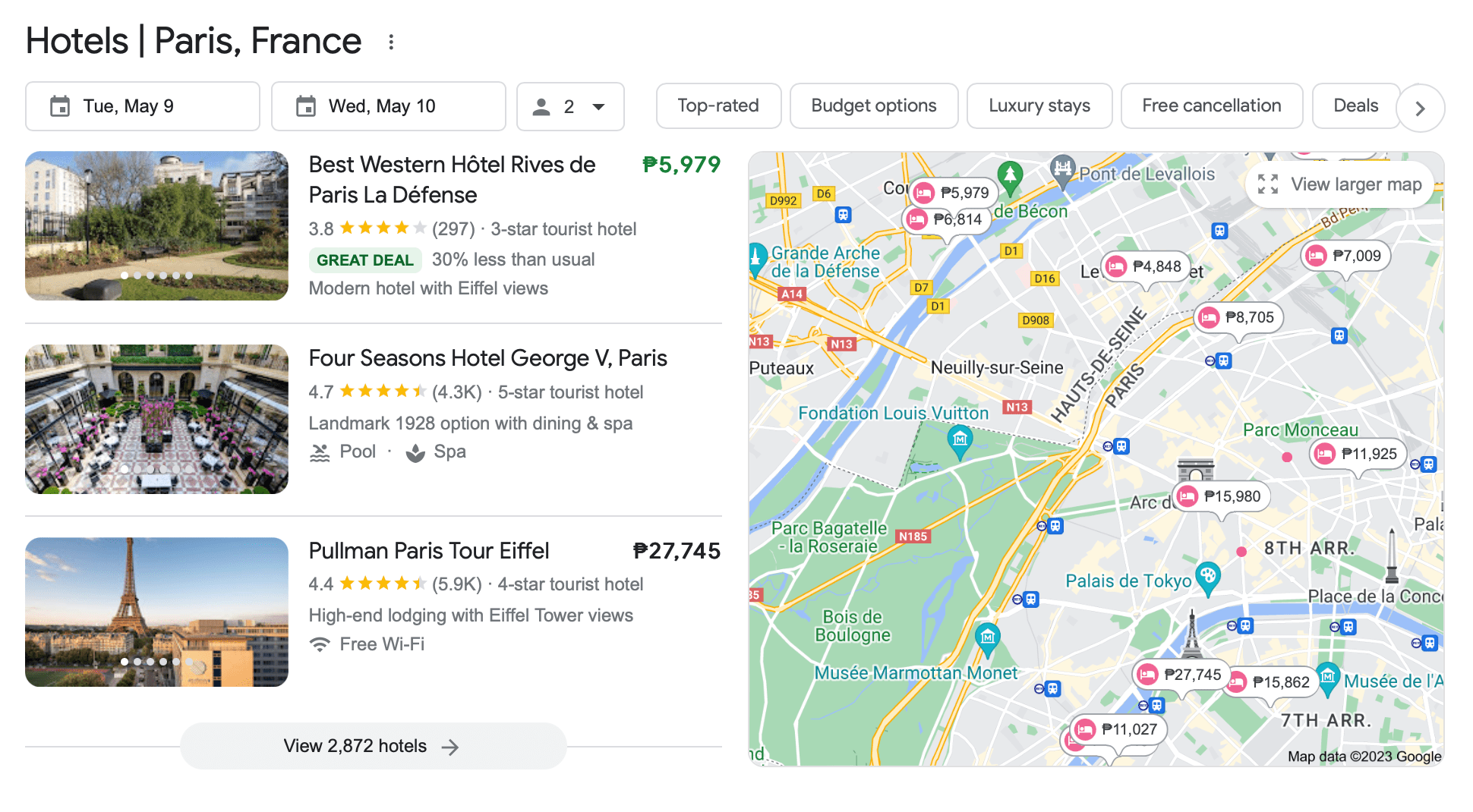 google-local-tres-packs-hoteles-parís