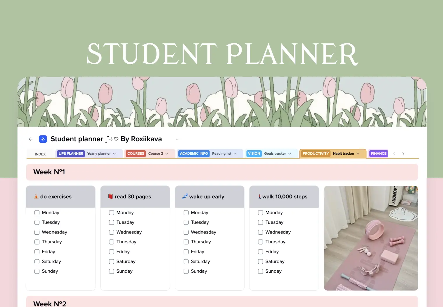 Student planner ₊˚⊹♡ By Roxiikawa