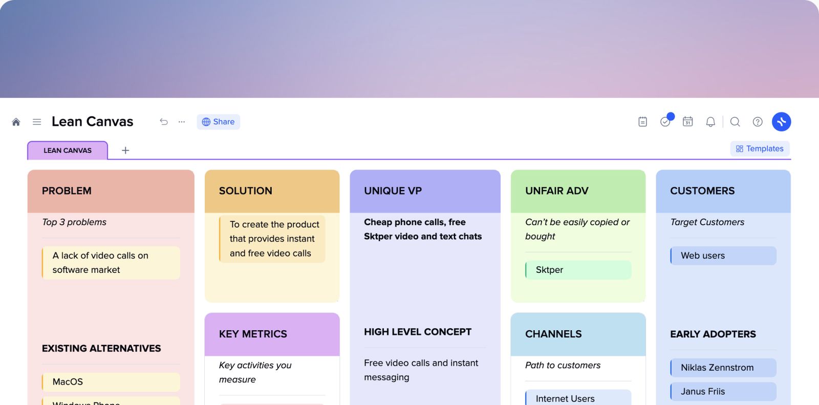 Free Lean Canvas Template for product vision & strategy | xTiles