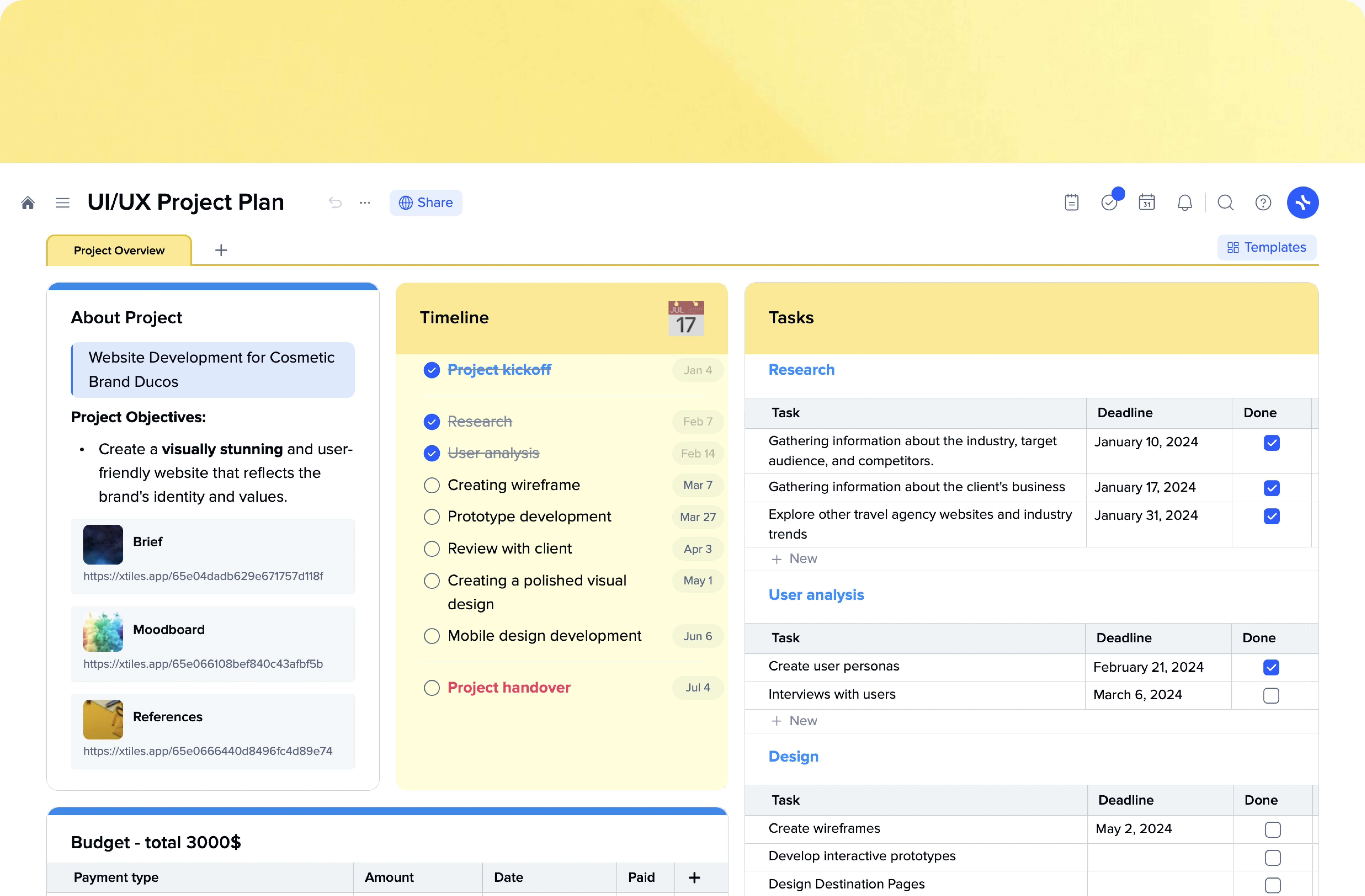 Free Action Plan Template with example online – xTiles