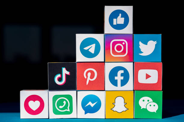Blocks with icons of different social media platforms