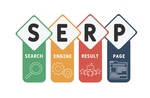 SERP - Search Engine Result Page acronym business concept background. vector illustration concept with keywords and icons. lettering illustration with icons for web banner, flyer, landing page