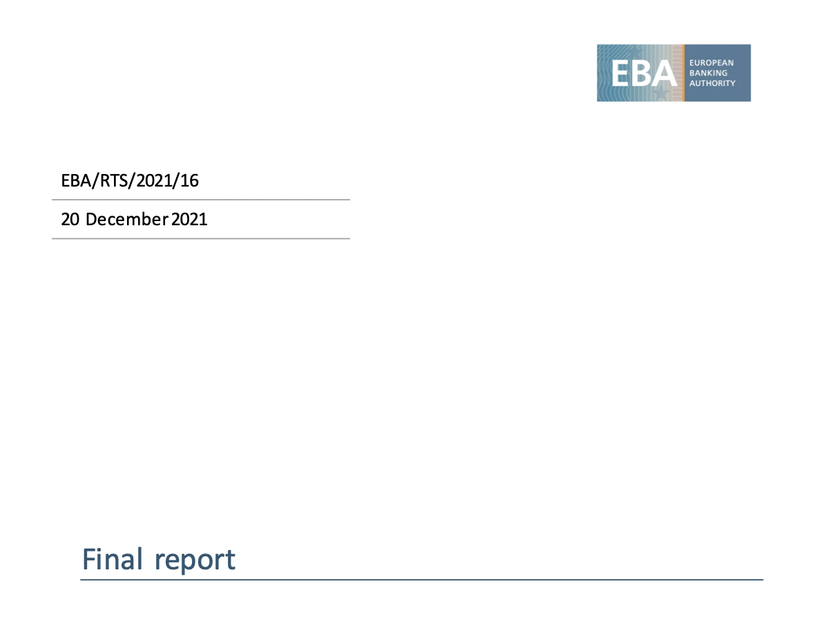 EBA : FINAL REPORT ON DRAFT RTS UNDER ARTICLE 9A (1) AND (3) SETTING UP ...