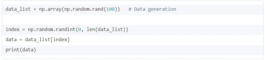 Python code for selecting random data
