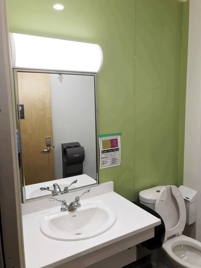 An Overdose Detection sensor installed inside a public bathroom