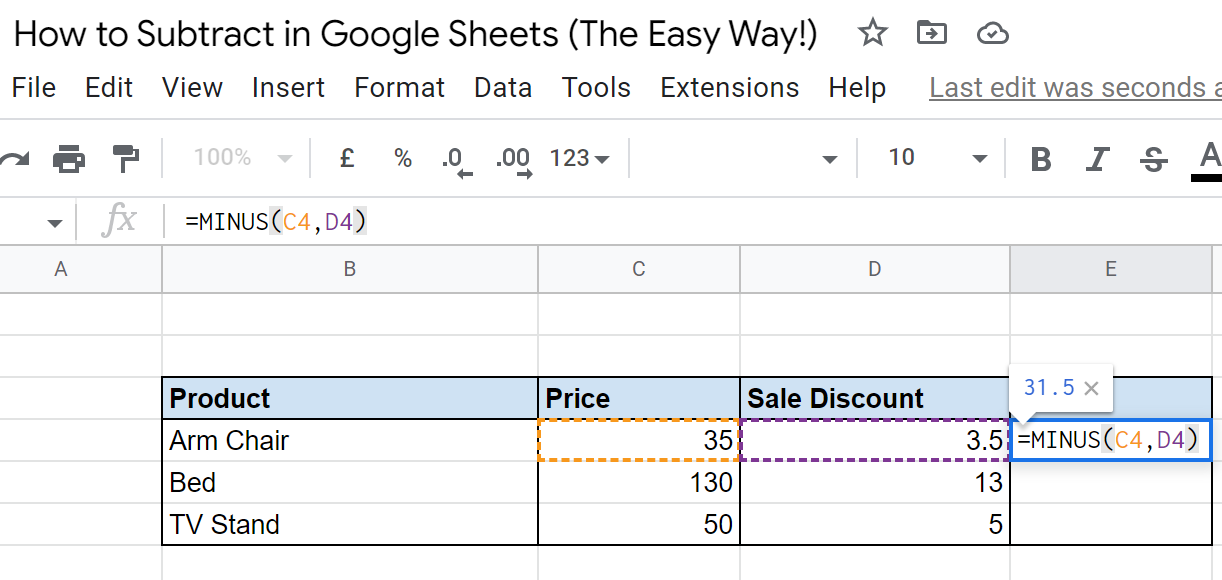 how-to-subtract-in-google-sheets-the-easy-way