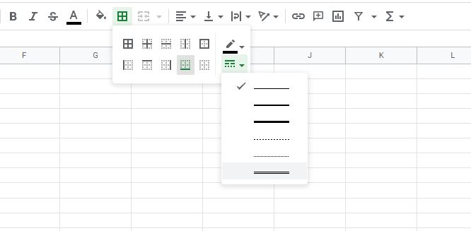 Underline in Google Sheets  