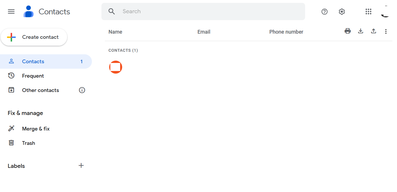 Google contacts main page‍