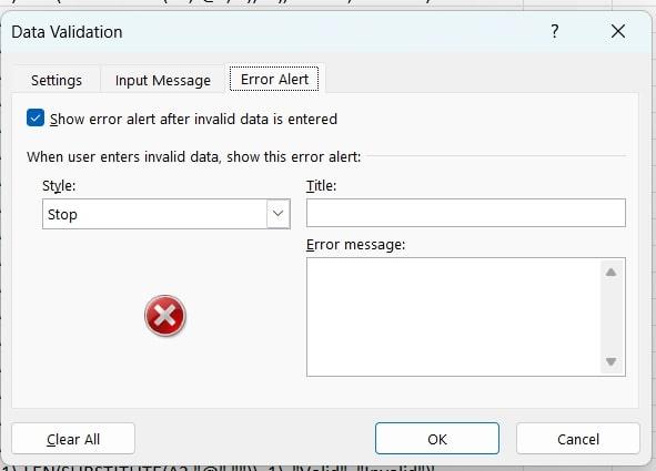 validate email excel