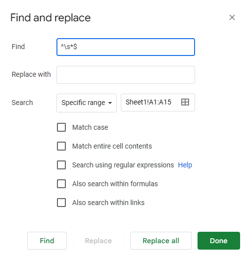 how to fill blank cells with value above in google sheets